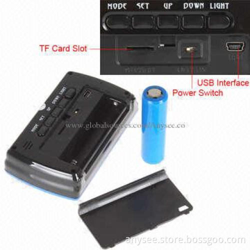 720P Remote Control Multifunction Stylish Security Spy Alarm Clock DVR, 140° Viewing Angle